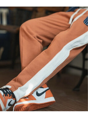 Bronson Non Stock Logo Embroidered Cotton Orange Terry Sweatpants Size 38-40